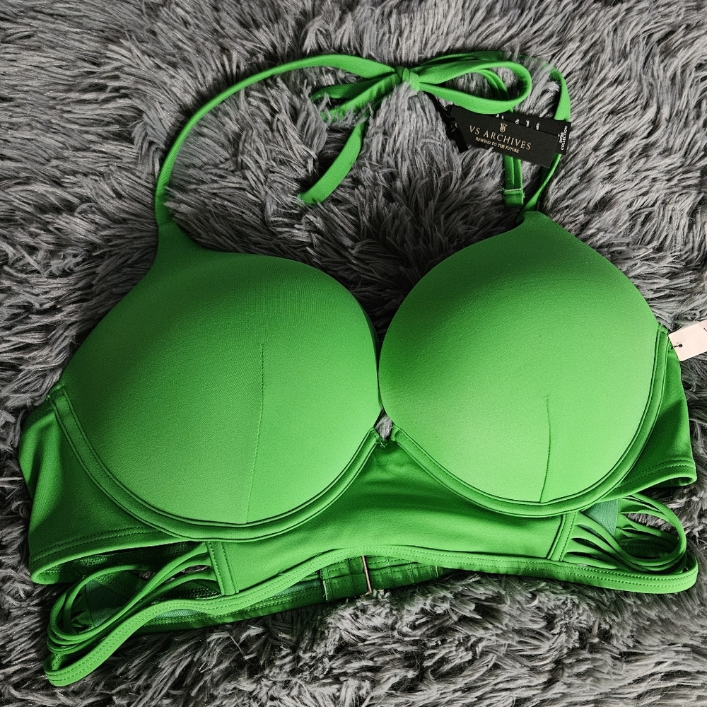 Victoria's Secret Green Strappy Push Up Swimsuit Bikini Top - NWT